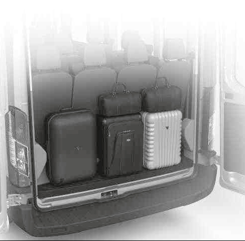 Image of the rear of a 12 seat Ford Transit