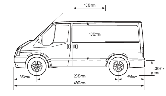 ford tourneo 9 seater dimensions