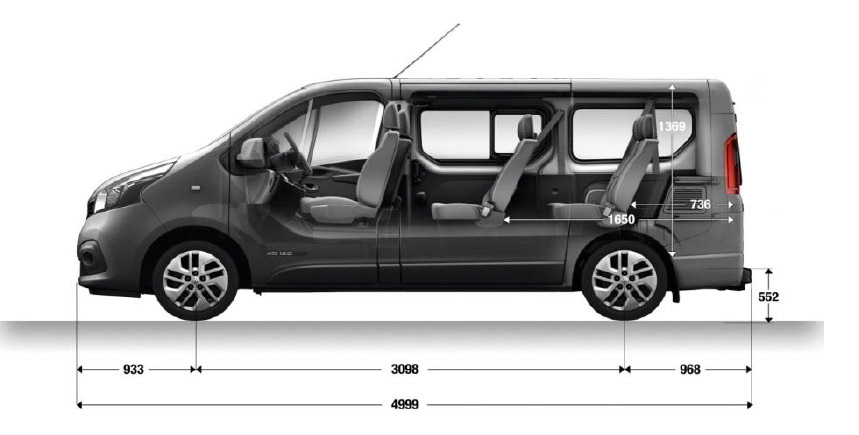 Trafic 9 Seat SWB SL dimensions